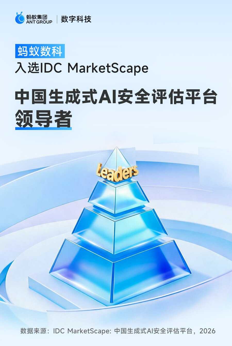 《IDC发布《中国生成式AI安全评估平台报告》，蚂蚁数科位居领导者》